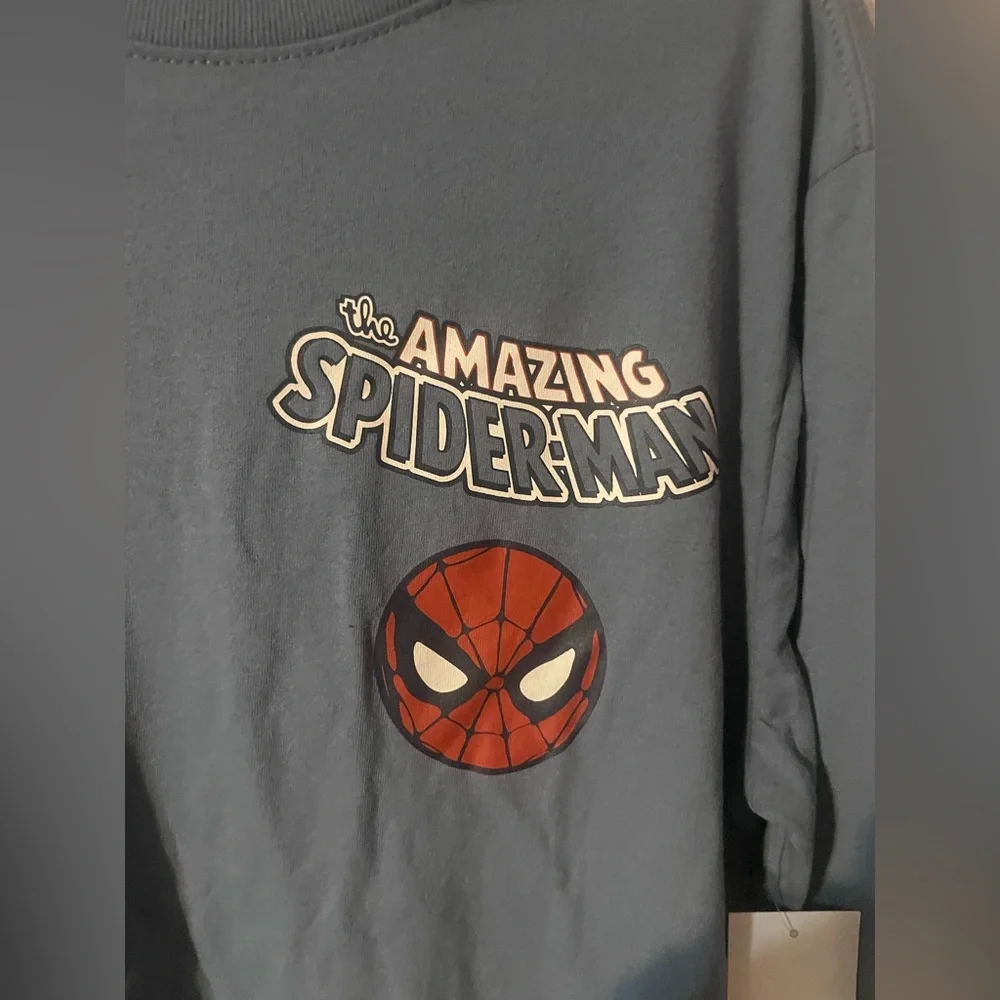 Marvel Spider-Man Boys XL 14/16 Long Sleeve Graphic Tee Blue‎ Amazing Spider-Man